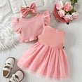 thumbnail image 6 of Baby Girls Ruffled Fly Sleeve Jacket And Dress Set Pleated Skirt Garland Waist Nrnament Bowknot Set, 6 of 7