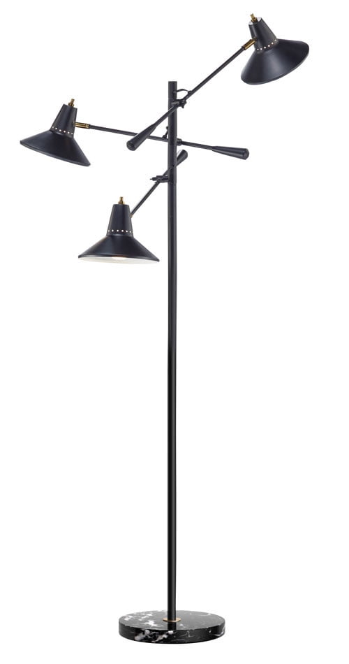 Adesso 3683 Black Nelson 3 Light 68" High Boom Arm Floor Lamp