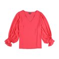 thumbnail image 1 of Vince Camuto Womens Balloon Sleeve V Neck Pullover Blouse, pink, M, 1 of 2