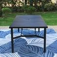 thumbnail image 3 of MF Studio 83" Outdoor Patio Dining Table with Umbrella Hole for 8, Large Black Metal Patio Table, 3 of 13