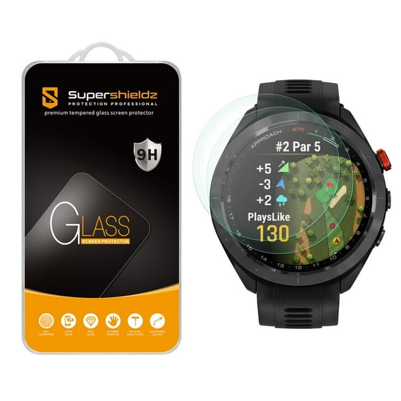 (2 Pack) Supershieldz Designed for Garmin Approach S70 (47mm) Tempered Glass Screen Protector, Anti Scratch, Bubble Free