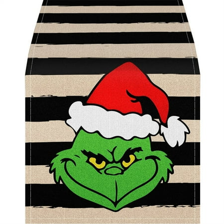 

Christmas Grinch Table Flag Christmas Table Runners Christmas Decorations Merry Christmas Table Runners Christmas Black And Runner Xmas Winter Holiday Kitchen Dining Home