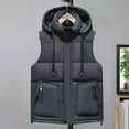 thumbnail image 2 of zfhfof Men's Winter Vest Outwear Thick Outdoor Warm Sleeveless Jacket Full Zip Stand Collar Quilted Puffer Vests with Removable Hood, 2 of 3