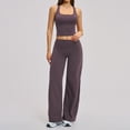 thumbnail image 1 of PISONIC Womens Workout Sets 2 Piece Racerback Crop Top Straight Leg Yoga Pants Yoga Pilates Outfits, 1 of 7