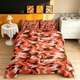 thumbnail image 2 of Manfei Minimalst Camouflage Queen Comforter Set, Countryside Camo Comforter Sets Queen, Coral, Black Reversible, 3pcs, 1 Comforter and 2 Pillowcases, 2 of 7