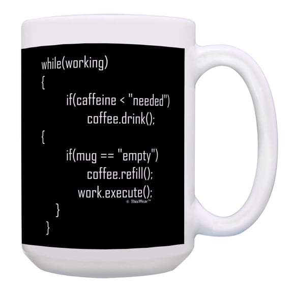ThisWear Sarcastic Coworker Boss Caffeine Coffee Code Javascript 15oz Coffee Mug