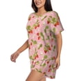 thumbnail image 2 of Bingfone Strawberry Floral Print Pajamas Sets for Women Soft Short-Sleeved Pjs with Lounge Shorts Two Piece Sleepwear, 2 of 8