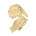 thumbnail image 5 of Tqcoqu Women's Solid 2 Piece Sweatsuit,Crew Neck Long Sleeve Sweatshirt & Elastic Waist Wide Leg Sweatpants,Thick Casual Loungewear Outfit Set,Yellow Women's S-XXXL, 5 of 9