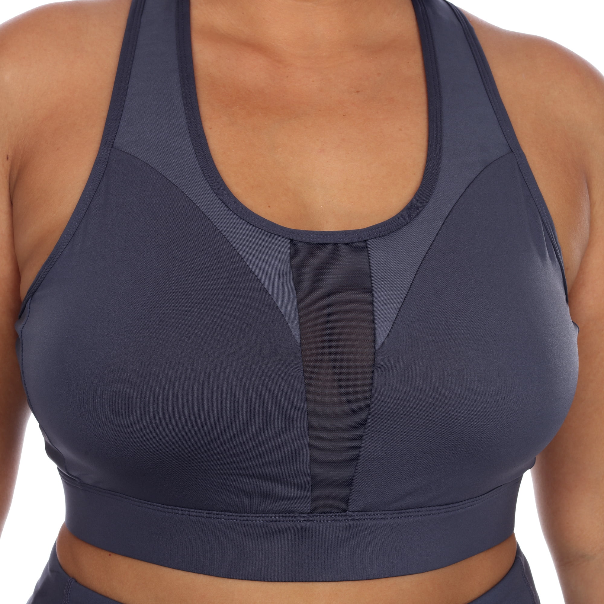 White Mark Women's Plus Size Racer Back Nylon Spandex Sports Bra