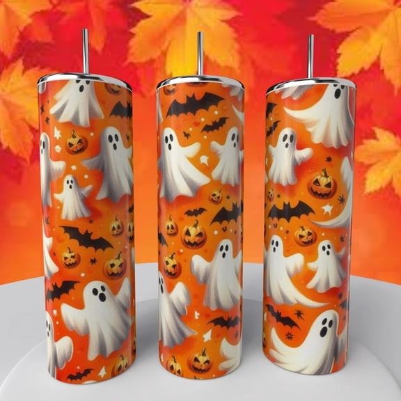 Halloween Ghosts Bats Pumpkins Jack-O-Lanterns 20 Ounce Tumbler coffee Cup