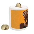 thumbnail image 2 of African Piggy Bank, Ethnographic Art Tribe Woman Long Neck Folk on Mandala, Ceramic Coin Bank Money Box for Cash Saving, 3.6" X 3.2", Multicolor, by Ambesonne, 2 of 4