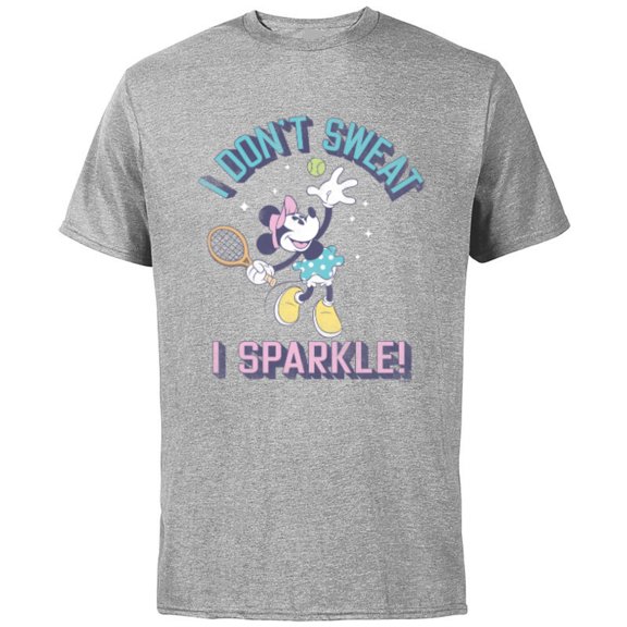 Disney Minnie Mouse Sports Tennis I Don’t Sweat, I Sparkle! - Short Sleeve Cotton T-Shirt for Adults - Customized-Athletic Heather