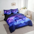 thumbnail image 4 of Manfei Spooky dinosaur 7pcs Bedding Comforter Set,Abstract Lighning Queen Bedding Sets,Purple Blue Black Queen Sheet Sets For Teens Boys,Luxury Bedroom Decor Reversible, 4 of 9