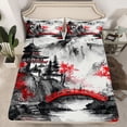thumbnail image 2 of Castle Fairy Watercolor Scenery Full Size Sheets,Japanese Style Bed Sheets, 2 of 7