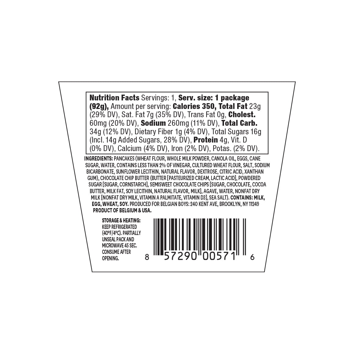 Belgian Boys Bite-Sized Pancakes & Go with Chocolate Chip Butter, 3.25oz Cup (Refrigerated)