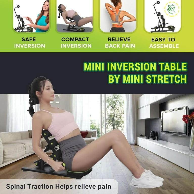 Mini Inversion Table by Mini Stretch Relieve Back Pain Re Align The Spine Stretch The Back and Neck. 330 lbs. Weight Capacity Compact Foldable