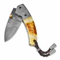 thumbnail image 2 of Damascus Steel Tinted Camel Bone Handle Knife, 2 of 5