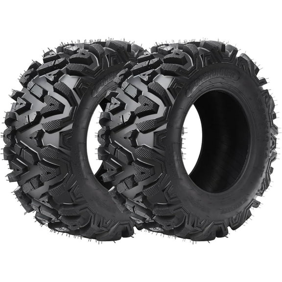 25x8-12 6PR TL UTV ATV Tire - All Terrain 25x8x12 Tires, 6-Ply Rating Tubeless, Max Load 340lbs each Tire, OD 5in, SW 8in