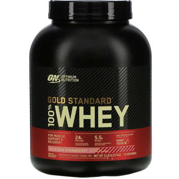 OPTIMUM NUTRITION GOLD STANDARD %100 WHEY DELICIOUS STRAWBERRY 5 LBS
