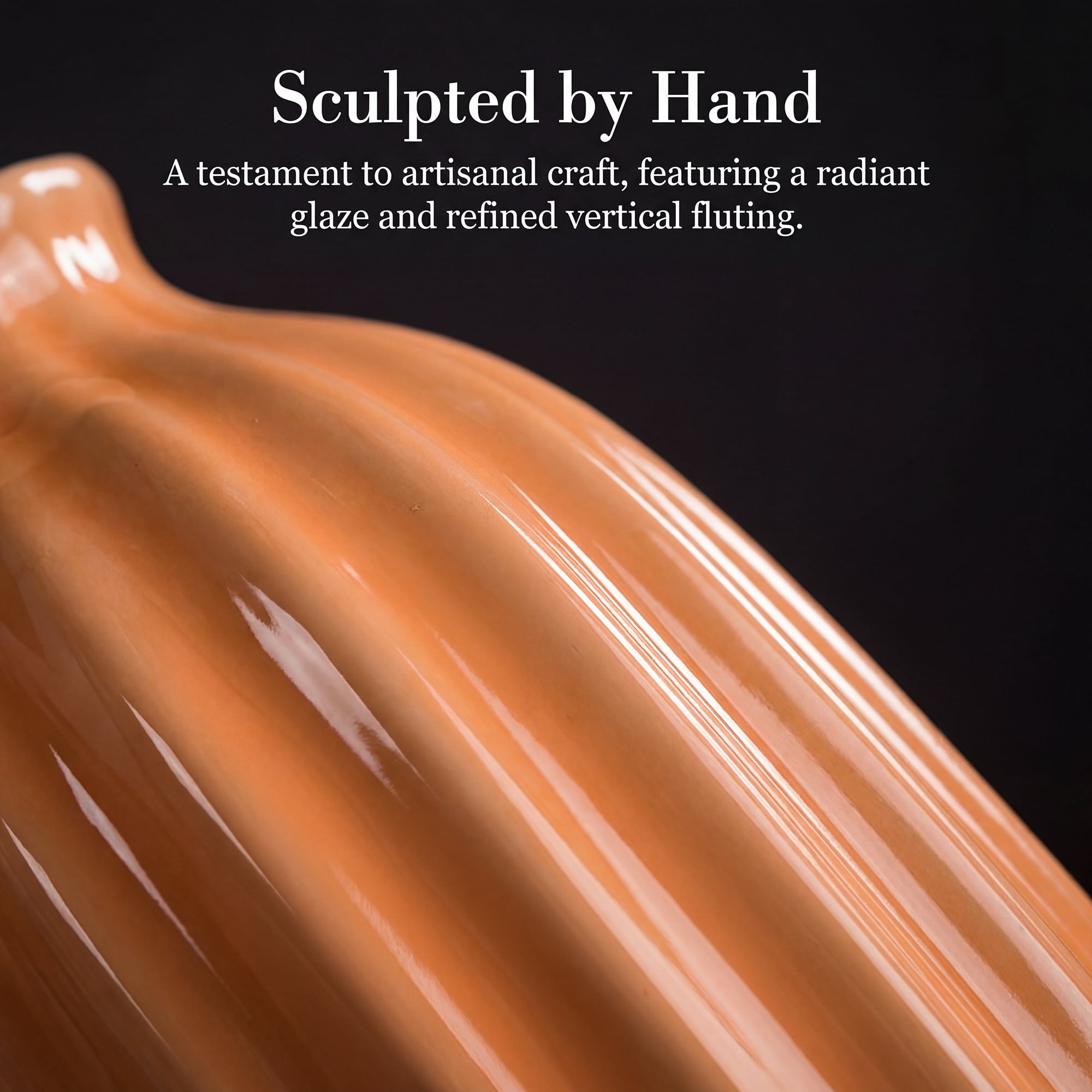 Unique Bargains Small Ceramic Vase Matte Ribbed Decorative Flower Vase for Bathroom Orange