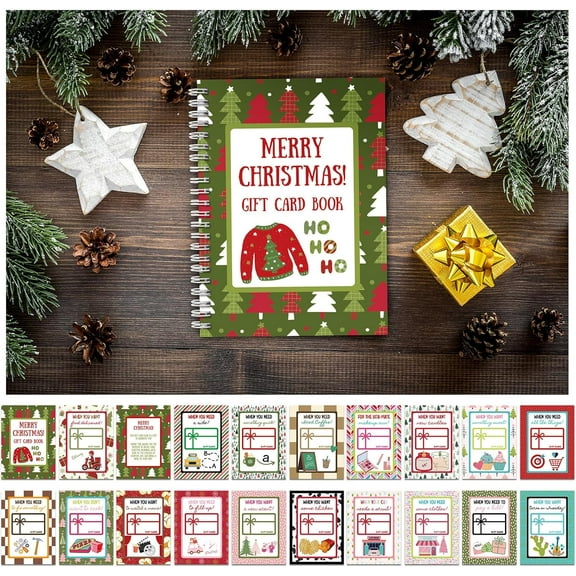 FESTILA Christmas Card Book 7x5 Inch Merry Christmas Booklet Organizer Greeting Card Album Keeper Personalized Gift for Merry Xmas