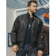 thumbnail image 3 of FLAVOR Men's Real Leather Bomber Casual Jacket (Small, Black), 3 of 6