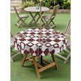 thumbnail image 4 of Outdoor Tablecloths with Umbrella Hole & Zipper, Retro Boho Round Tablecloth 54 Inch, Dark Red Geometric Pattern Rhombic Bohemia Waterproof Table Cloth, Patio/Pool/Picnic Table Covers, 4 of 8