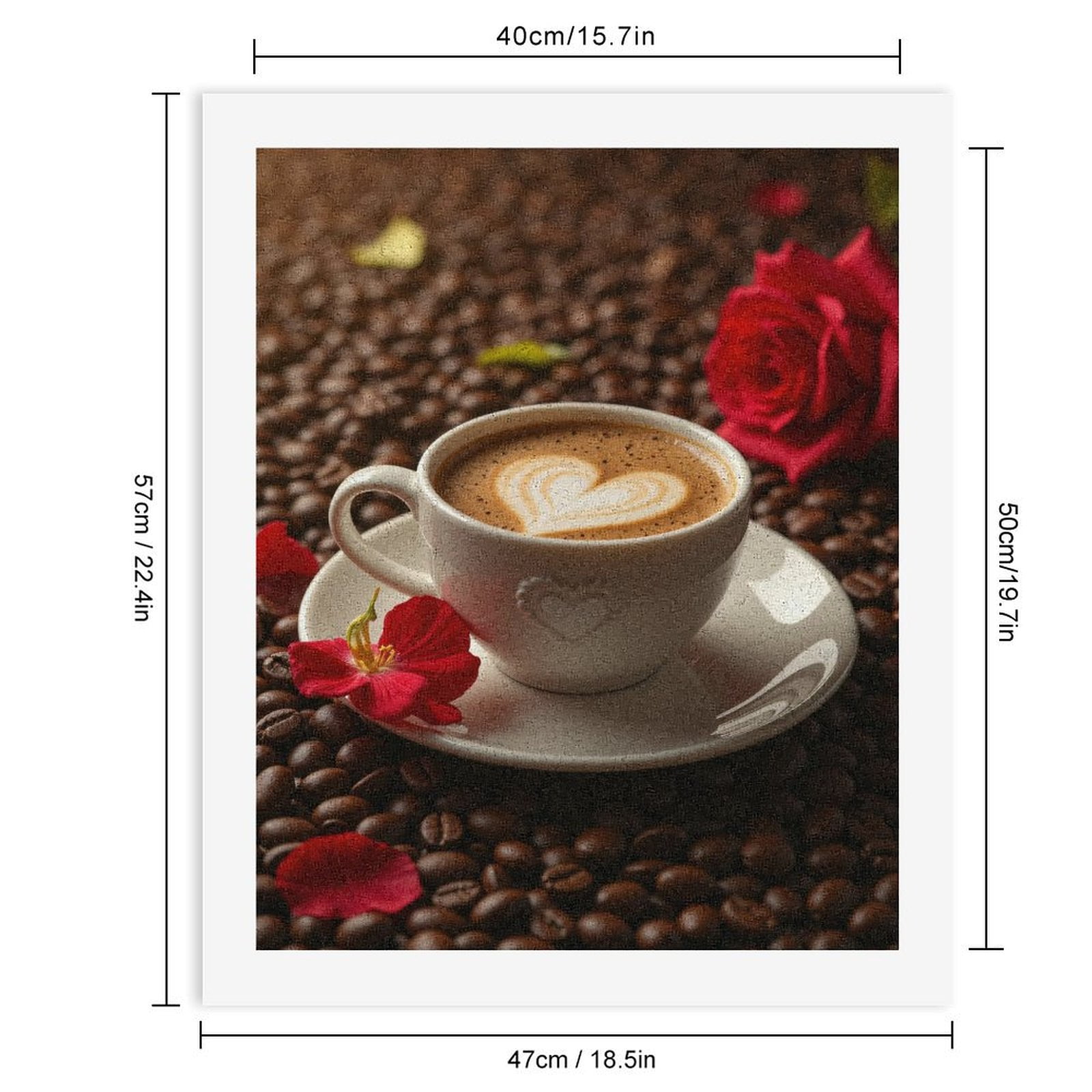 Paint By Numbers Kit for Adults Beginner - DIY Coffee Latte Art Rose Petals Canvas Painting Kits for Adults, Frameless Paint By Number for Adults for Home Wall Decor 16x20 Inch