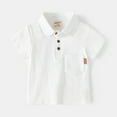 thumbnail image 6 of WOLLED Baby Toddler Boys Short Sleeves Lapel T-Shirt 1-7T Kids Summer Pullover Cotton Shirt Tops with Buttons Casual Solid Color Tee Shirt, 6 of 11