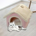 thumbnail image 5 of DOLITY Cat Bed for Indoor Cats,Cat House Self Warming for Kittens, Cozy Semi Enclosed Pet Bed Cave Cat Tent for Winter Sleeping,Pink 40x35x38cm, 5 of 7