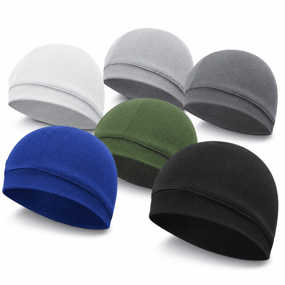 6 Pack Cooling Skull Cap Helmet Liner Sweat Wicking Cycling Running Hat for Men Women