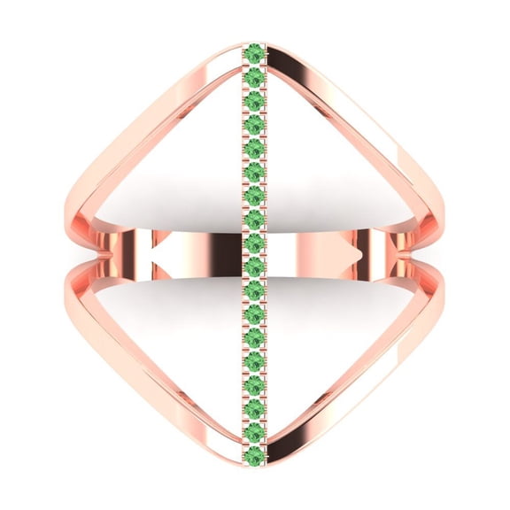 Statement Engagement Ring for Women - 0.09ct Simulated Green Diamond in 14K Rose Gold Promise Ring