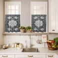 thumbnail image 3 of 3 Piece Kitchen Curtains and Valances Set Black Grey Cafe Curtains 36 Inch Length Boho Vintage Print Distressed Brick Patterns Valance & Tier Curtain for Living Room Bedroom Window 54"x18"+27"x36"*2, 3 of 6