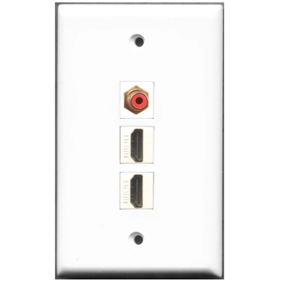 Ultra Spec Cables 2 Port HDMI 1 Port RCA Red Wall Plate F/F