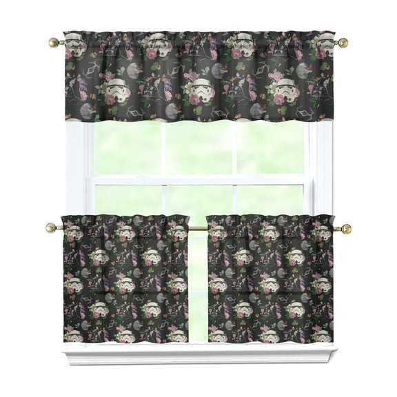 Kitchen Window Curtains with Rod Pocket Over Sink Space Sci-Fi Small Window Treatment Cafe Short Curtains for Bathroom Tier Drapes,3 Piece Set,24 Inch