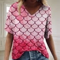 thumbnail image 2 of Trendfront Womens Summer V Neck Short Sleeve Tops Oversized Loose Fit Scale Tees Digital Graphic Printed Fashion T-Shirts, 2 of 5