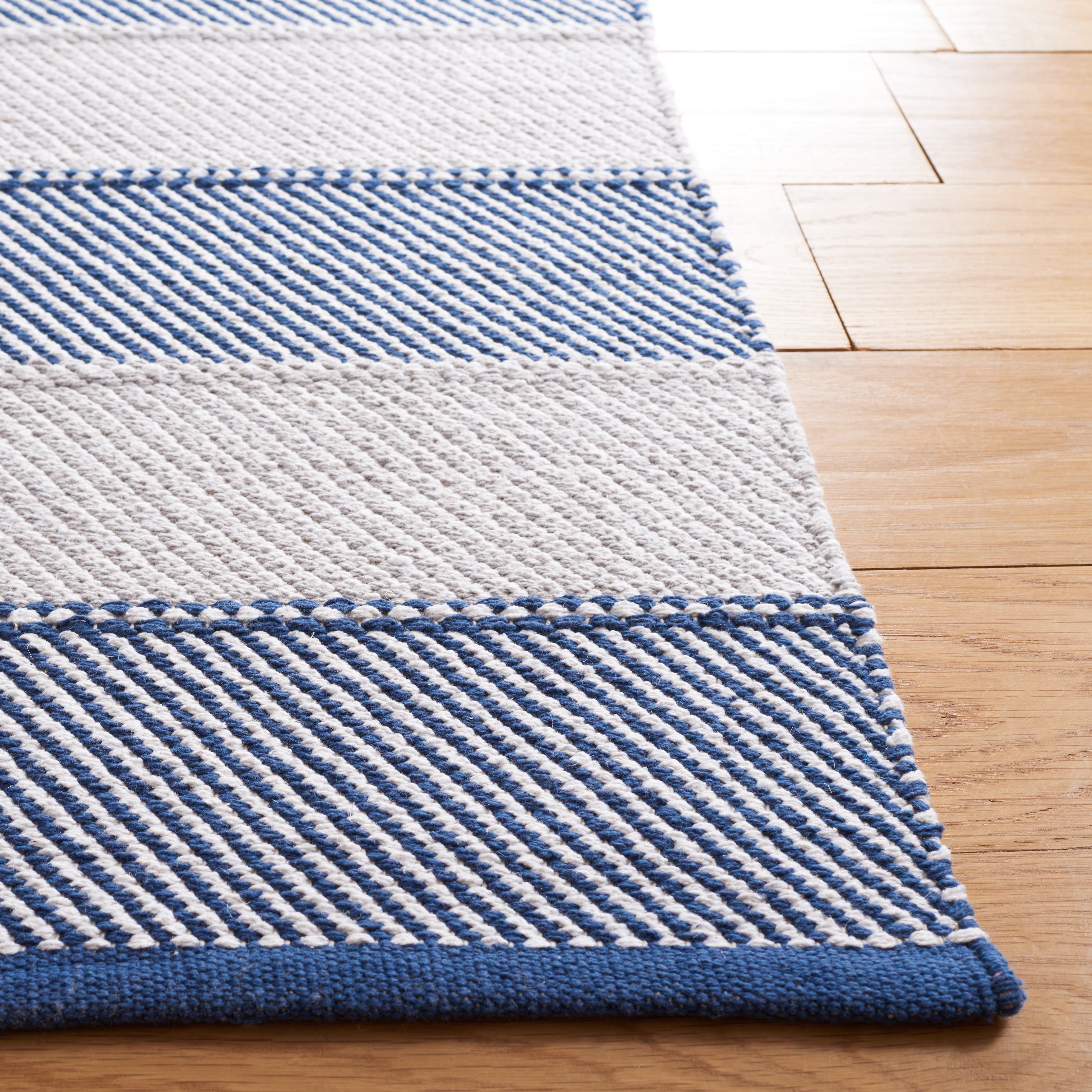 SAFAVIEH Striped Kilim Yadira Striped Cotton Area Rug, Grey/Blue, 3' x 5'