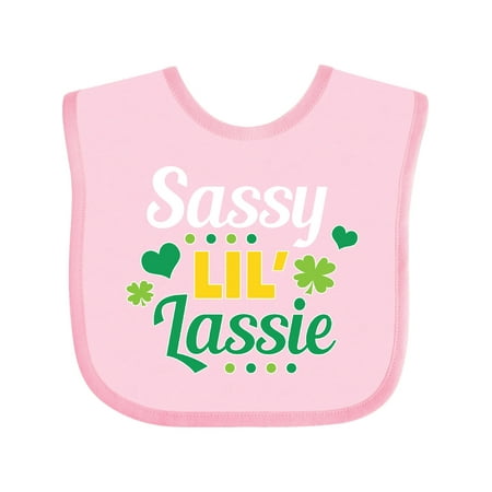 

Inktastic Saint Patrick s Day Sassy Lil Lassie with Shamrocks Gift Baby Boy or Baby Girl Bib