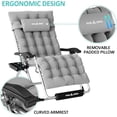 thumbnail image 5 of Amopatio Oversized Zero Gravity Chair Set of 2, 33In XXL Patio Reclining Chair with Cushion, Outdoor Folding Adjustable Recliner with Cup Holder, Foot Rest & Padded Headrest, Support 500LB, 5 of 6