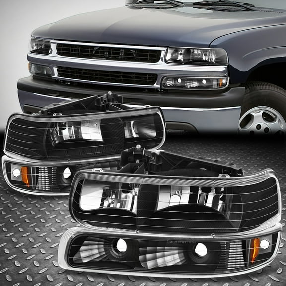 For 99-06 Silverado Suburban 1500-3500 Headlight Bumper Signal Lamp Black/Amber