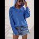 thumbnail image 5 of Sudadera de Larga para Mujer, Holgada, para Hacer Ejercicio, para Salir, Informal, con Capucha Azul Elegante M, 5 of 10