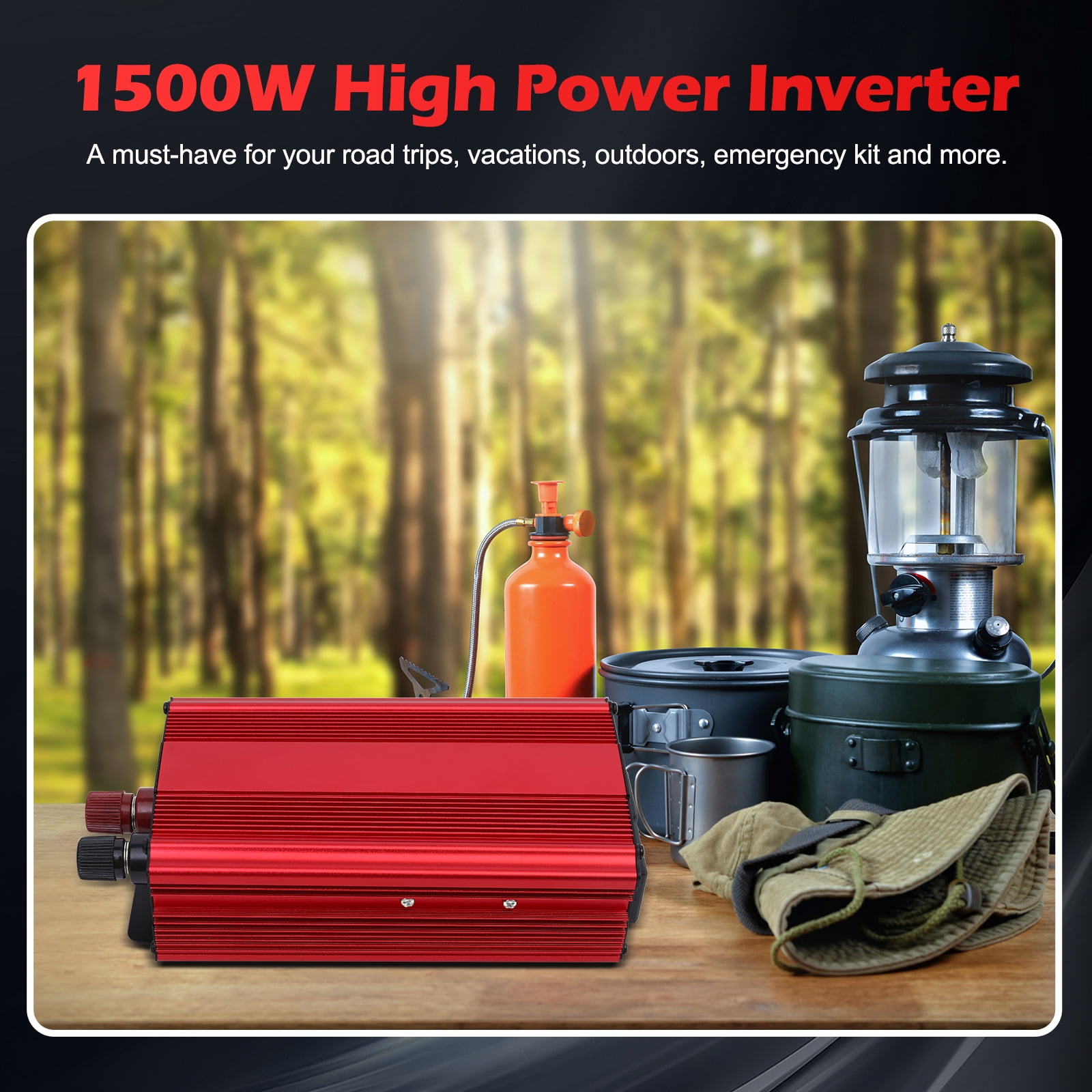 1500W DC 12V to AC 110V/220V Power Inverter Converter With Dual Outlets for Home Car Outdoor Use