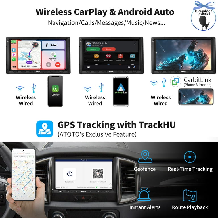 Wireless Carplay&Wireless Android Auto,Portable Car Stereo
