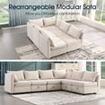 thumbnail image 6 of JONPONY Armless Chair, Side position Modular Sectional Sofa Couch Accent, Beige, 6 of 15