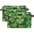thumbnail image 2 of St. Patrick's Day Shamrock Storage Basket with Handles Collapsible Storage Bins Canvas Fabric Storage Organizer for Shelves Closet Bedroom Living Room 1Pack Decor Gifts, 2 of 7