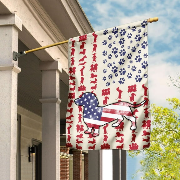 FLAGWIX American House Flag (29.5" x 39.5")- Dog Dachshund American Flag - Polyester Indoor Outdoor Flags