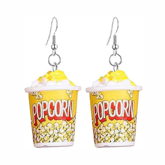 MANNYA Emulational Resin Charm Food Cartoon Snacks Three-dimensional Popcorn Earrings