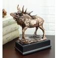 thumbnail image 1 of Grande Statue de Wapiti Taureau Élan Cerf Finition Bronze Rustique Électroplaqué avec Base, 1 of 8