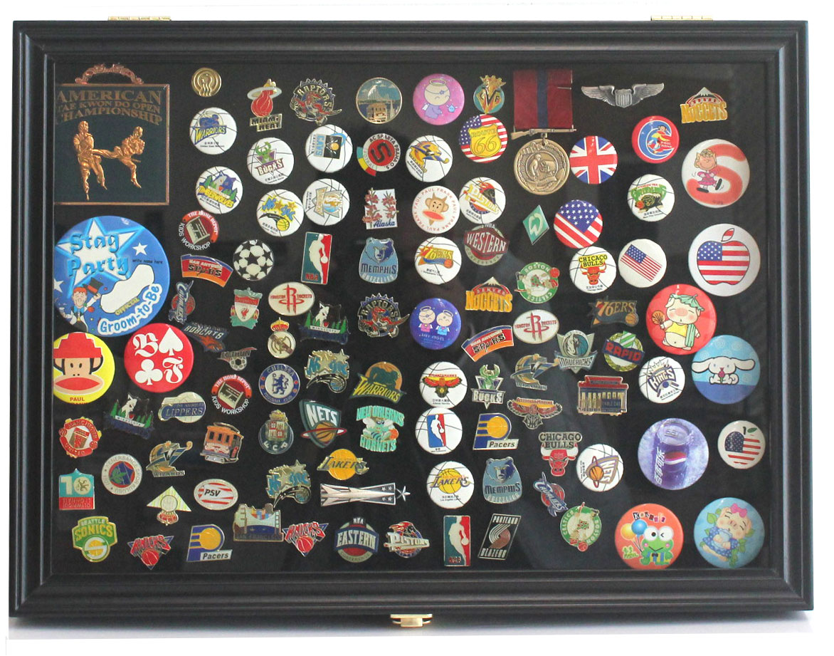 Pin Display Case - Pin Collection Display with real Glass Door for Military  Medals, Beach Tags, Jewelry Pins, Pin Gift, Insignia Ribbons, Pin