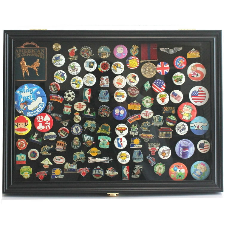 Pin Display Case - Pin Collection Display with real Glass Door for Military  Medals, Beach Tags, Jewelry Pins, Pin Gift, Insignia Ribbons, Pin